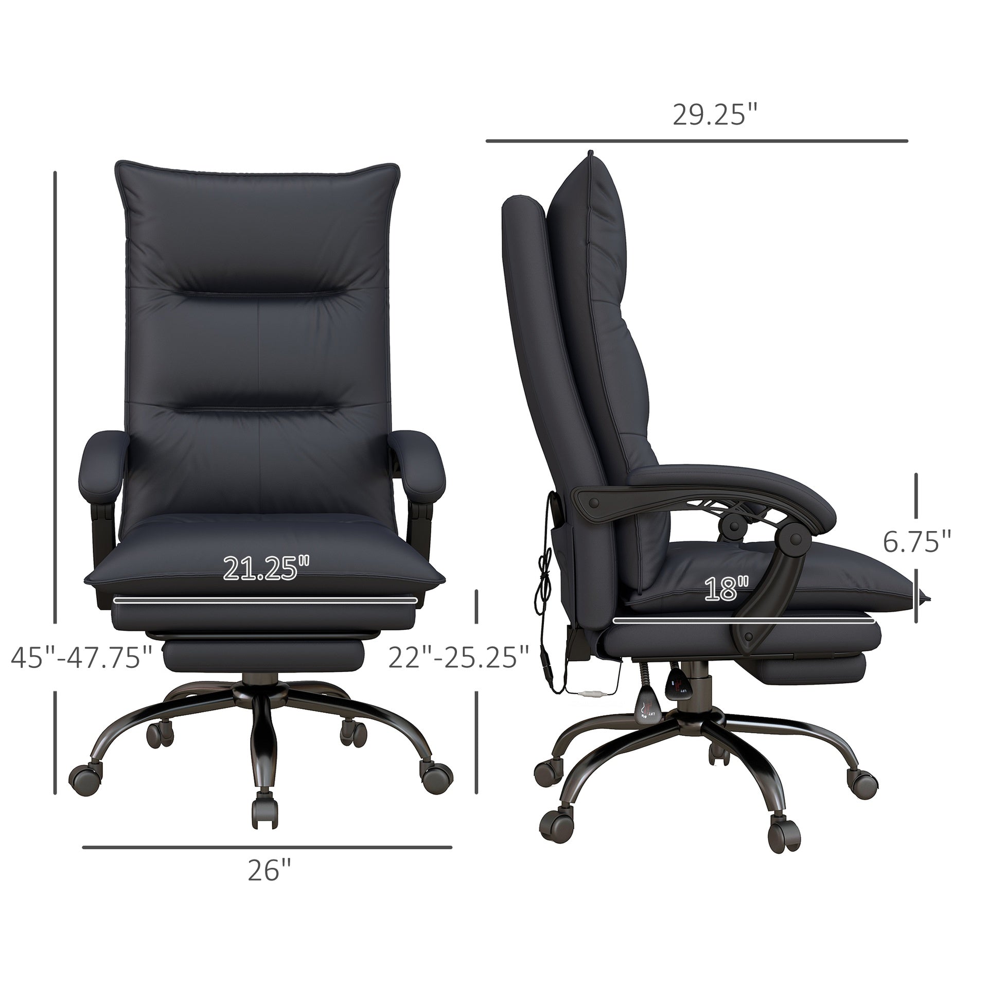 High-End Dark Gray Office Recliner with Adjustable Footrest - Luxury Craftsmanship for Professionals Seeking All-Day Comfort