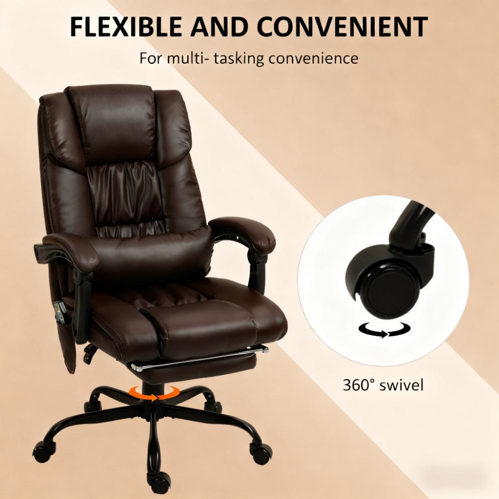 High Back Reclining Office Chair,Massage Office Chair with 6 Vibrating Points with Footrest and Remote