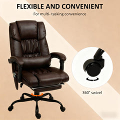 High Back Reclining Office Chair,Massage Office Chair with 6 Vibrating Points with Footrest and Remote