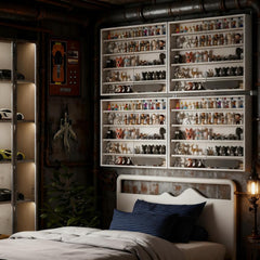 Wall-Mounted Display Case,5-Tier Display Cabinet with 2 Glass Doors and Adjustable Shelves