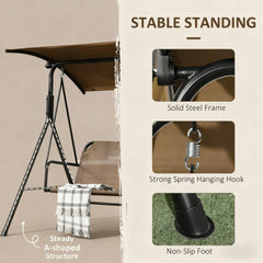 Outdoor Patio Swing Chair, Steel Frame Stand, Adjustable Tilt Canopy for Patio, Garden
