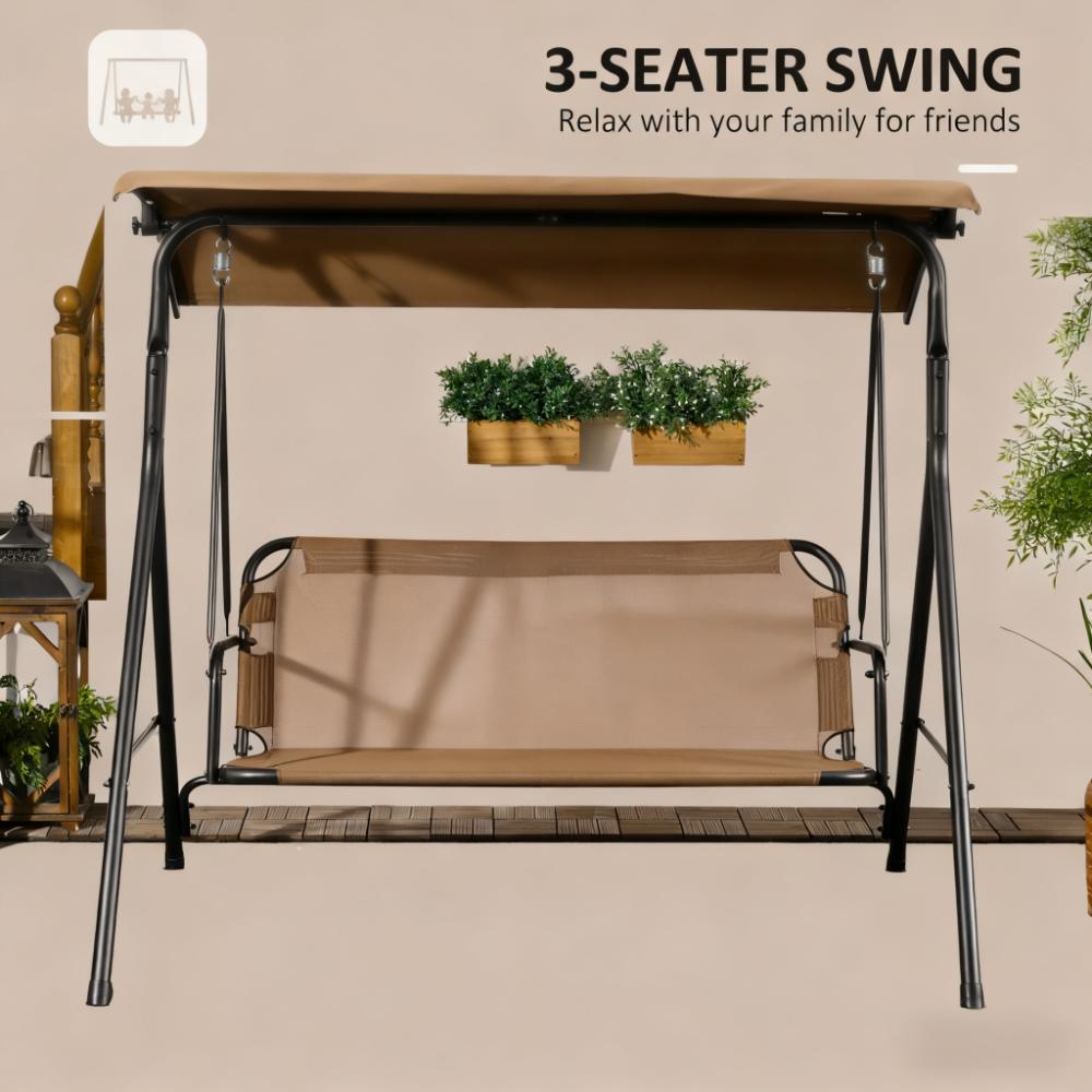 Outdoor Patio Swing Chair, Steel Frame Stand, Adjustable Tilt Canopy for Patio, Garden