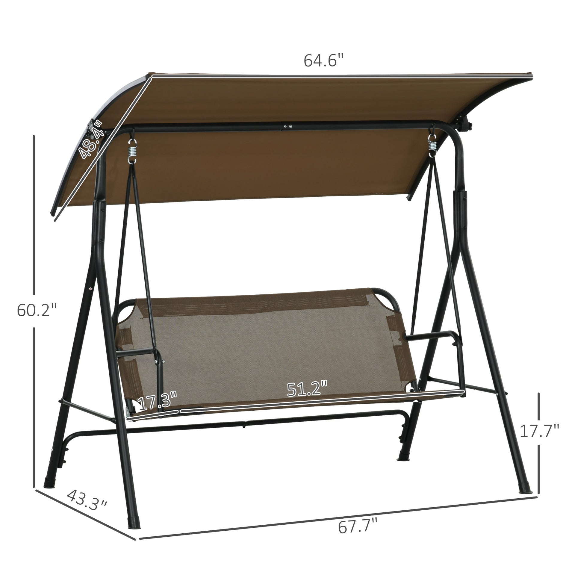 Outdoor Patio Swing Chair, Steel Frame Stand, Adjustable Tilt Canopy for Patio, Garden
