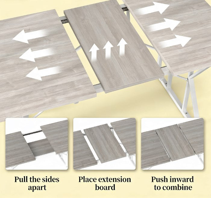 Nordic Style Expandable Kitchen Table,Extendable Dining Table,with Heavy Duty Trestle Base