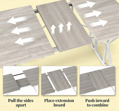 Nordic Style Expandable Kitchen Table,Extendable Dining Table,with Heavy Duty Trestle Base