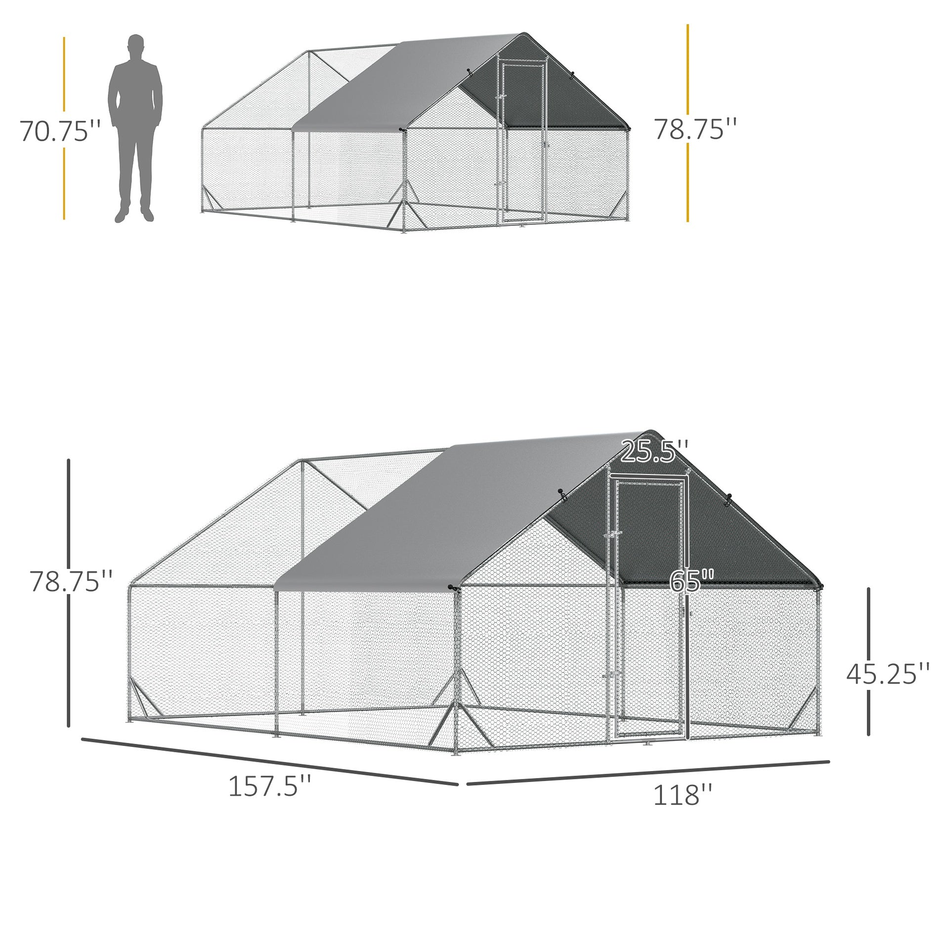 Outdoor Hen House,Metal Frame Chicken Run