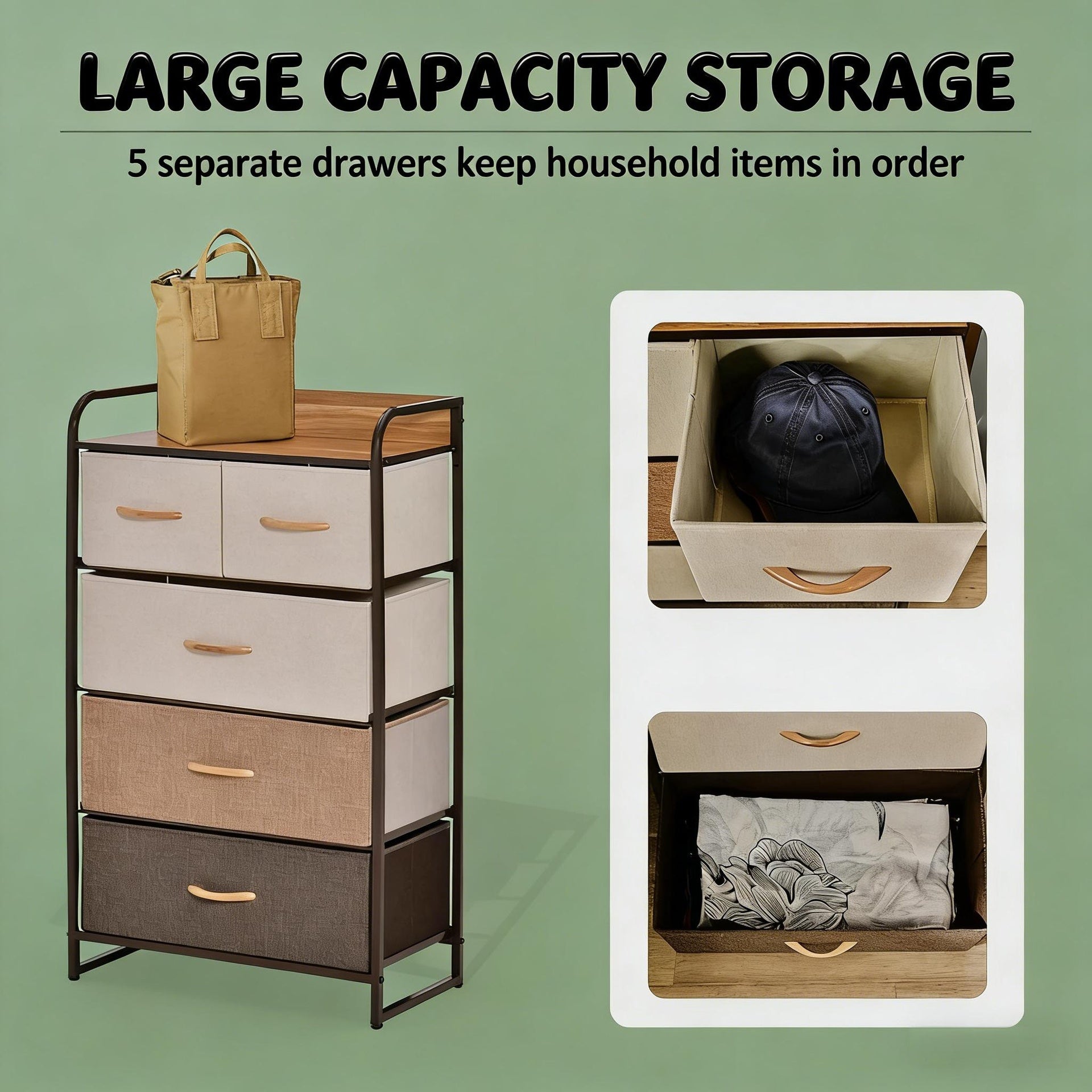 4-Tier Home Cabinet,Storage Organizer,Freestanding Dresser Tower,Hallway Storage Cabinet