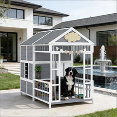 Wooden Pet Kennel,Outdoor Large Dog House,Spacious Pet Kennel