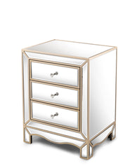 W 19.7" X D 15" X H 26" Champagne mirror  3 drawer cabinet extraction cabinet, multifunctional Suitable for corridors, living rooms, corners, bedrooms, sofas