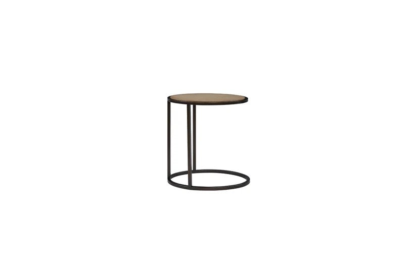 Metal/Wood Top Chairside Table - Toffee