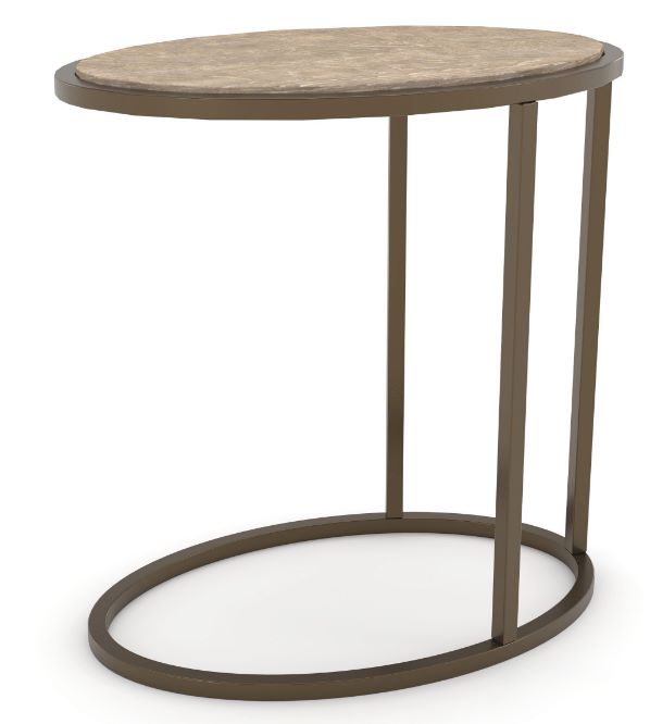 Metal/Wood Top Chairside Table - Toffee