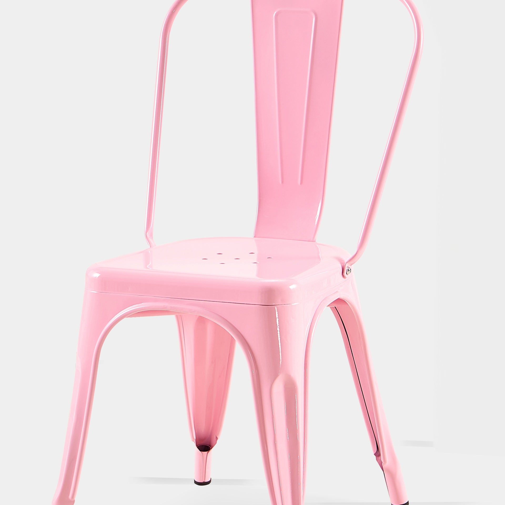 Set of 2 High Gloss Pink Industrial Metal Dining Chairs 18 Inch Seat Height Stackable Indoor Outdoor, Lightweight Easy-Clean Surface, Easy Assembly, Durable Modern Design,For Kitchen Cafe bar