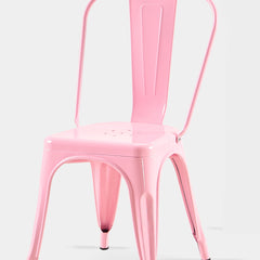 Set of 2 High Gloss Pink Industrial Metal Dining Chairs 18 Inch Seat Height Stackable Indoor Outdoor, Lightweight Easy-Clean Surface, Easy Assembly, Durable Modern Design,For Kitchen Cafe bar