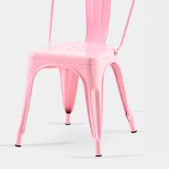 Set of 2 High Gloss Pink Industrial Metal Dining Chairs 18 Inch Seat Height Stackable Indoor Outdoor, Lightweight Easy-Clean Surface, Easy Assembly, Durable Modern Design,For Kitchen Cafe bar