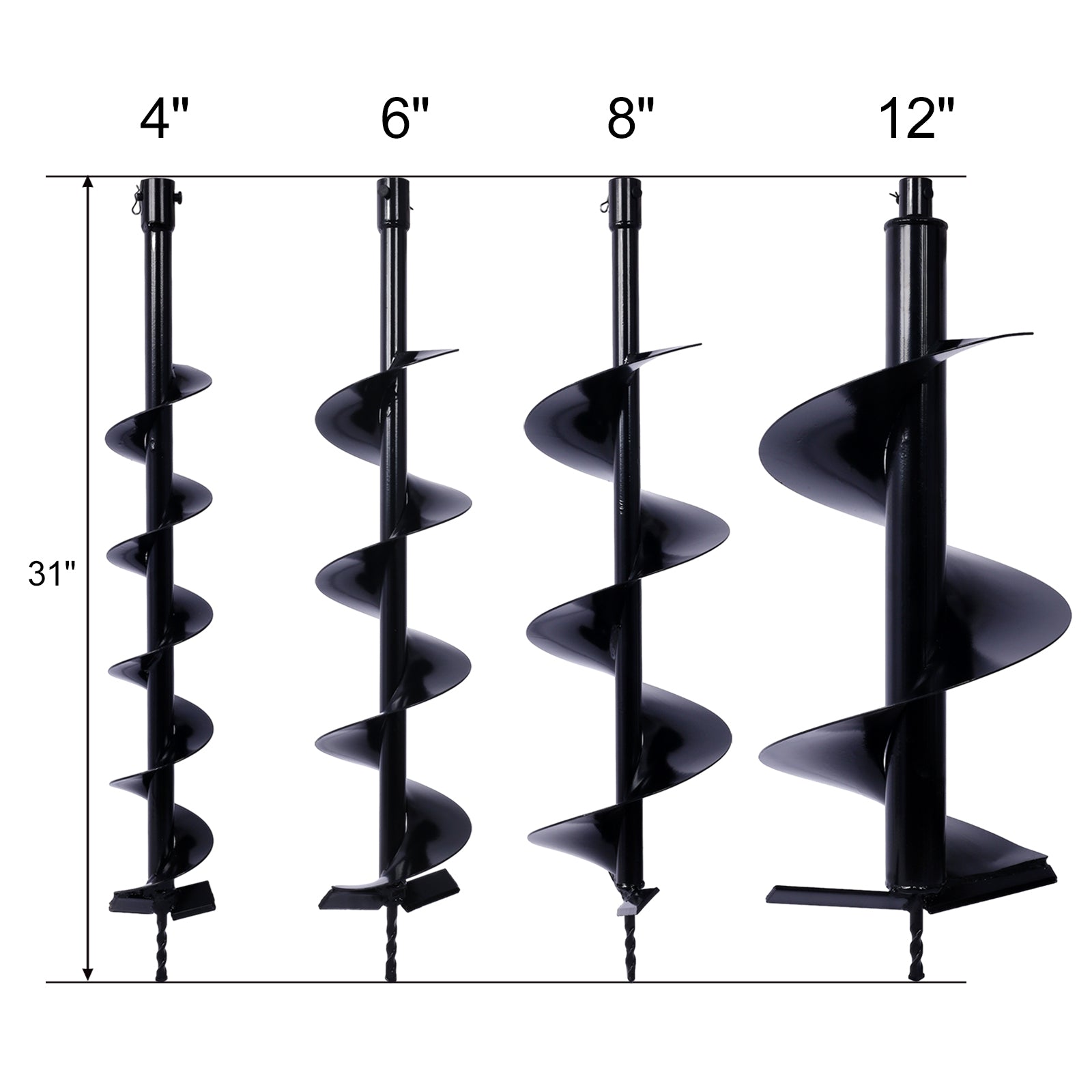 Auger Drill Bit for Planting Hole, Bulb Bedding Digging Post Hole Planting Tool for 3/4" Shaft Auger,Hole Digger Replacement Auger Bits Earth Auger Digging Bit 4 4IN+6IN+8IN+12IN
