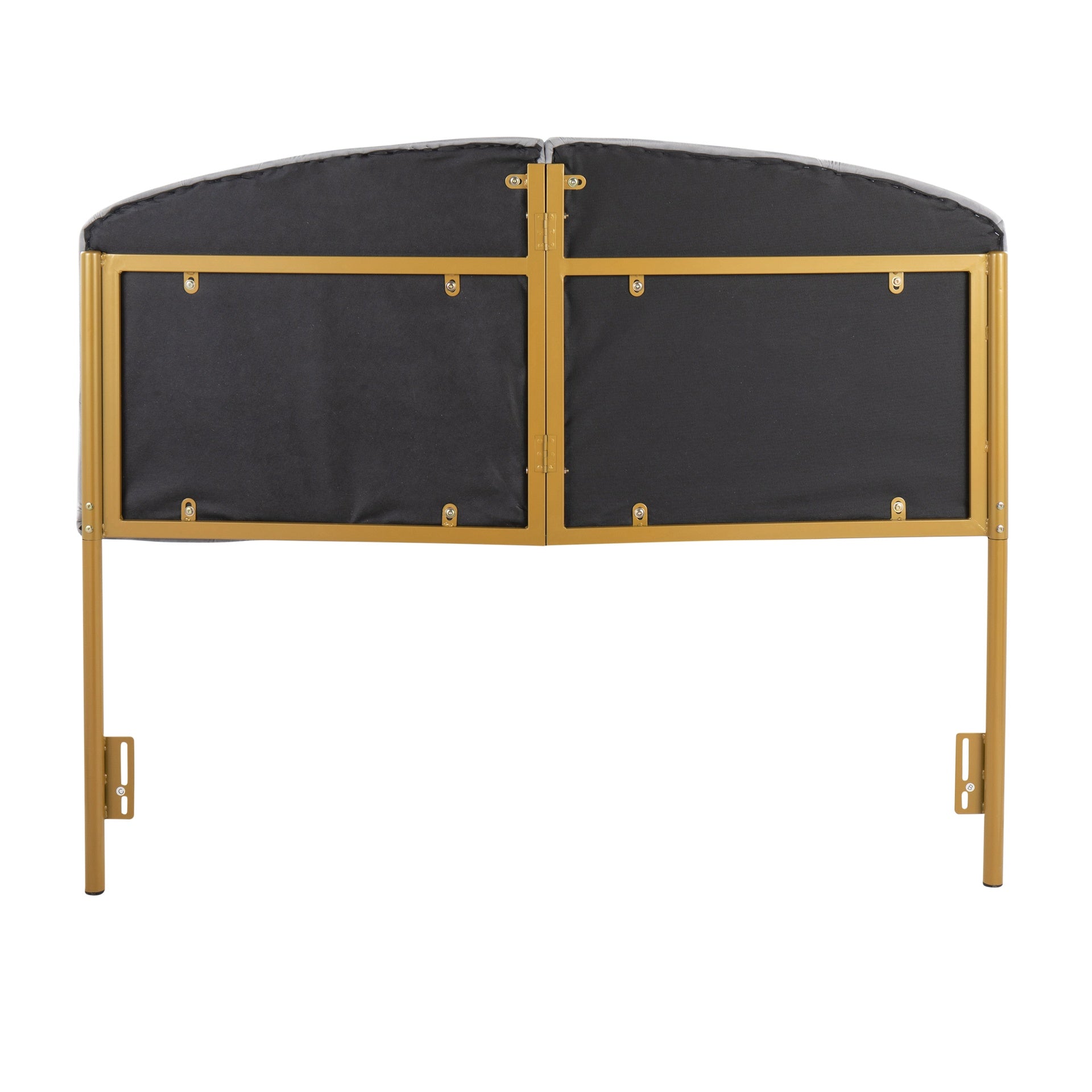 Lindsey Contemporary/Glam Queen Headboard in Gold Steel and Grey Velvet by LumiSource