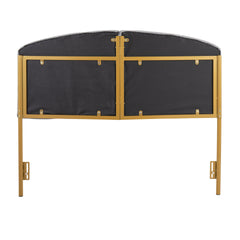 Lindsey Contemporary/Glam Queen Headboard in Gold Steel and Grey Velvet by LumiSource