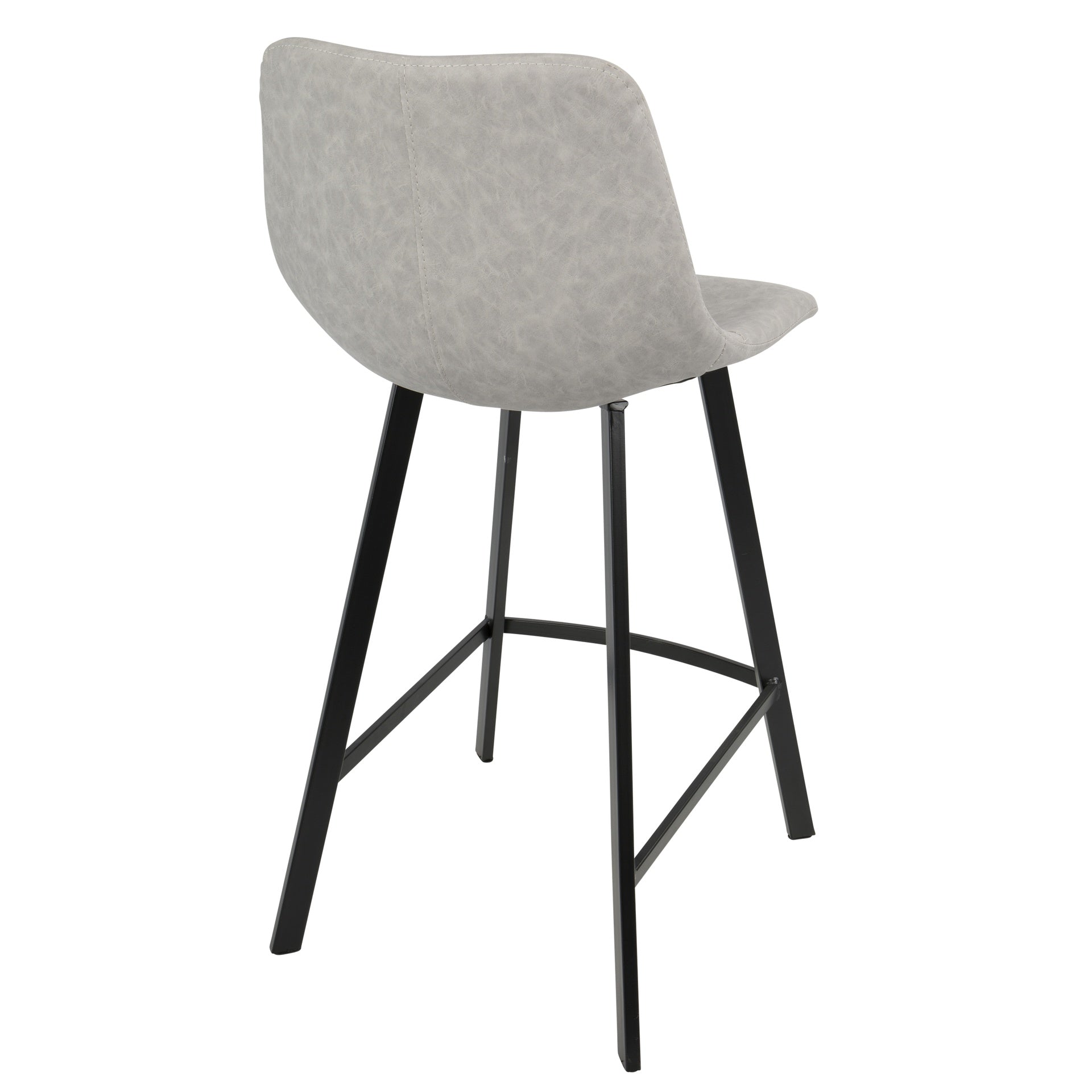 Outlaw Industrial Counter Stool in Black with Grey Faux Leather by LumiSource - Set of 2