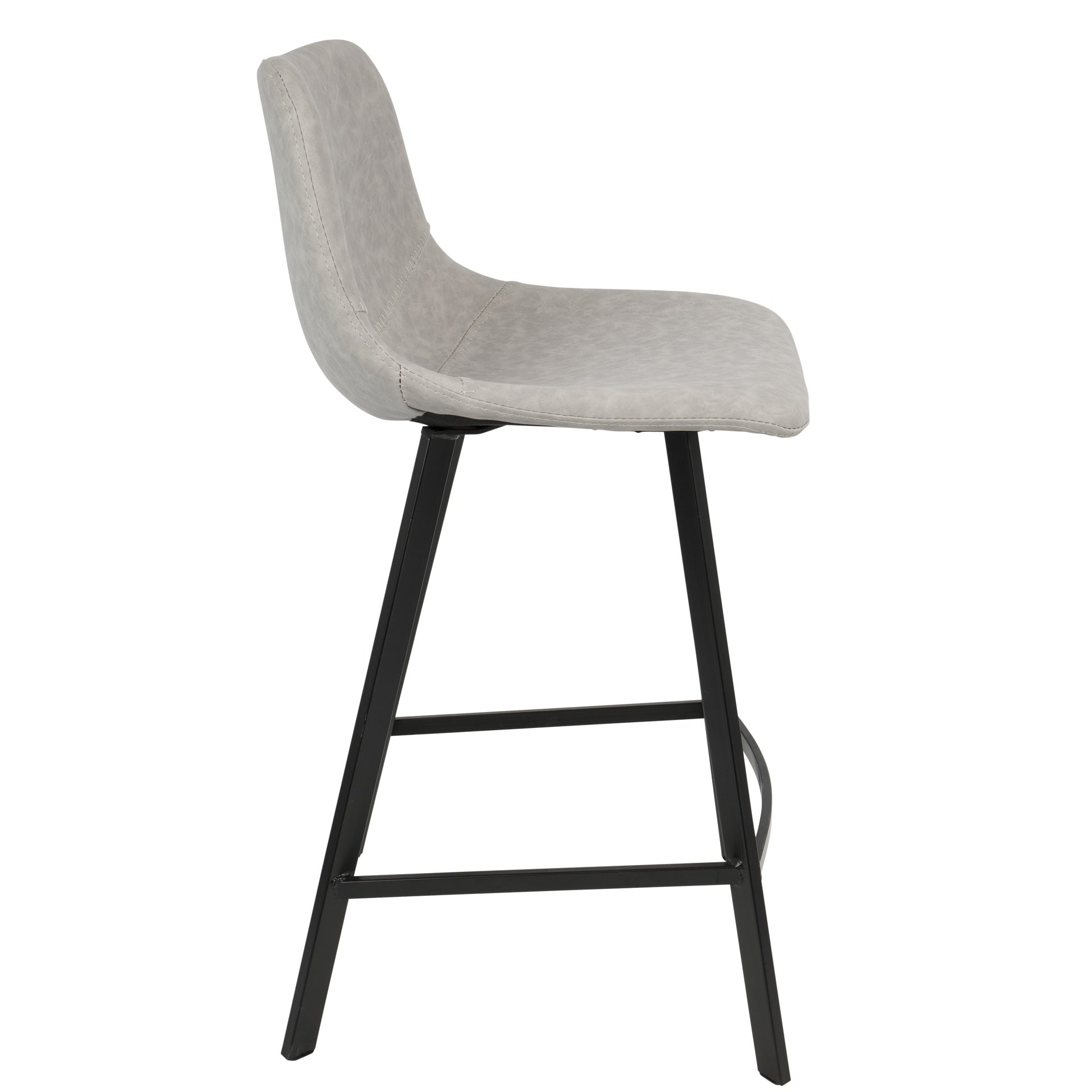Outlaw Industrial Counter Stool in Black with Grey Faux Leather by LumiSource - Set of 2