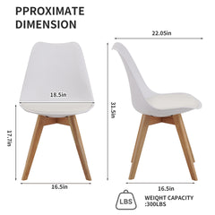 Set of four dining chairs, medieval modern style dining chairs for kitchen and dining room, with wooden legs, White