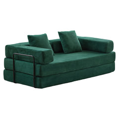 Floor Couch,Compression Sofa,Convertible Floor Sofa Bed-with Pillow Back Support Armrest,Comfy Futon Couch Lounge Sleeper Bed,Corduroy Fabric,for Living Room Bedroom (dark green)