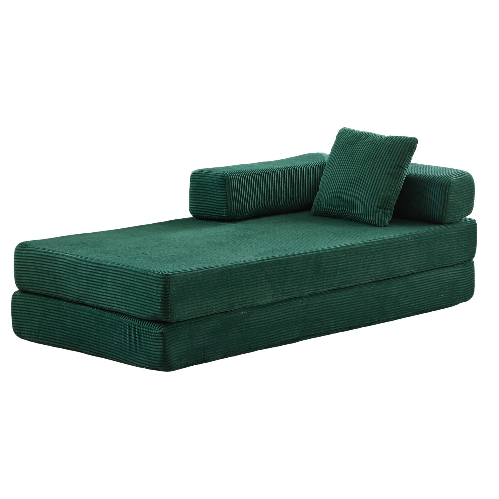 Floor Couch,Compression Sofa,Convertible Floor Sofa Bed-with Pillow Back Support Armrest,Comfy Futon Couch Lounge Sleeper Bed,Corduroy Fabric,for Living Room Bedroom (dark green)