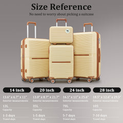 Luggage Sets 4 Piece(14/20/24/28) PP Lightweight & Durable Expandable suitcase