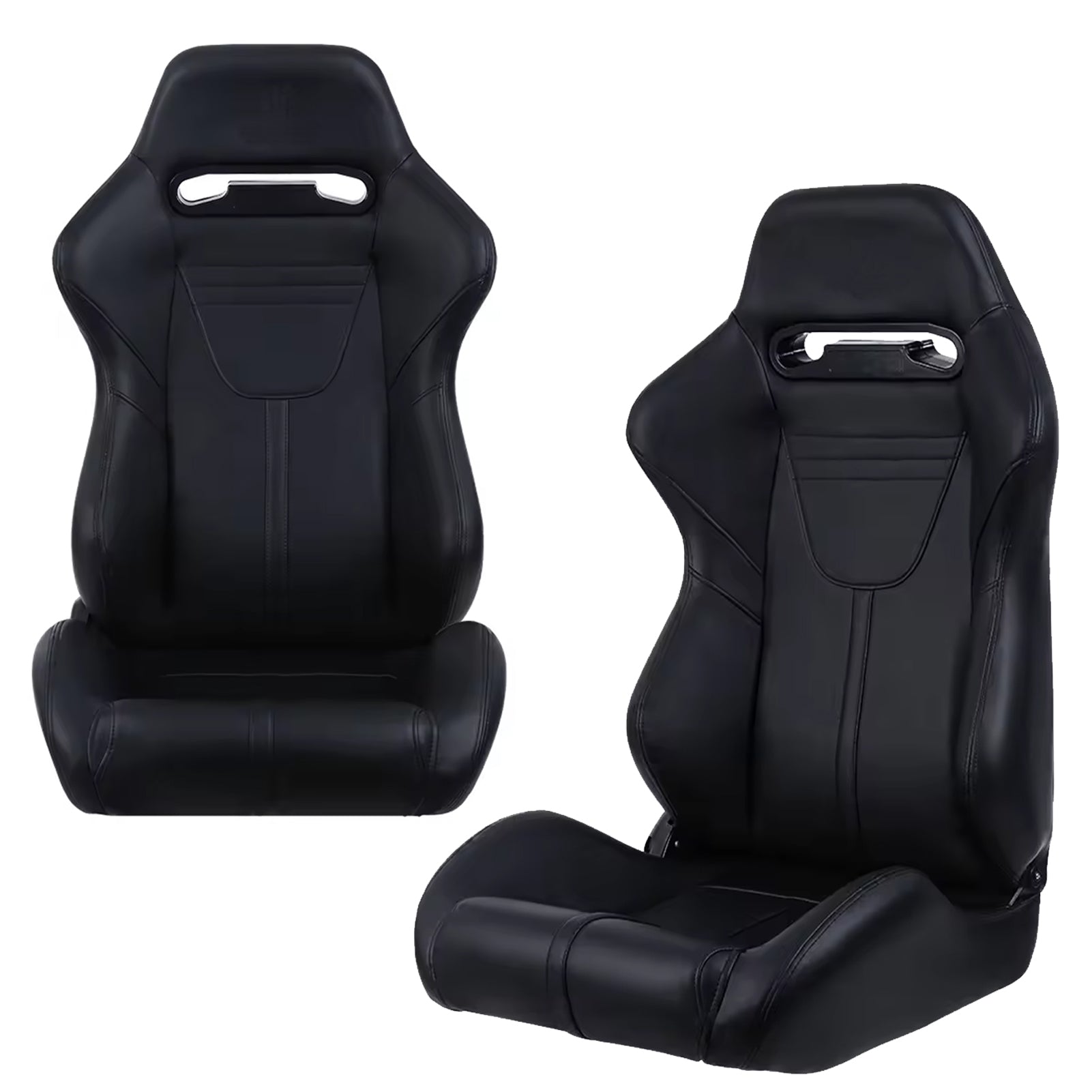 2PC Universal Racing Seats Stitch PVC Leather Reclinable Carbon Look Leather With Adjustor Slider(Not Including Seat Bracket ) 1 box of 2 pieces 8010 new