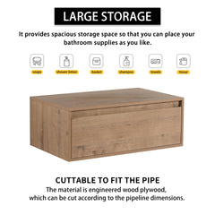 30" Bathroom  Cabinet,Soft Close Drawer,Float Mounting Design (Only Vanity, Without Sink)