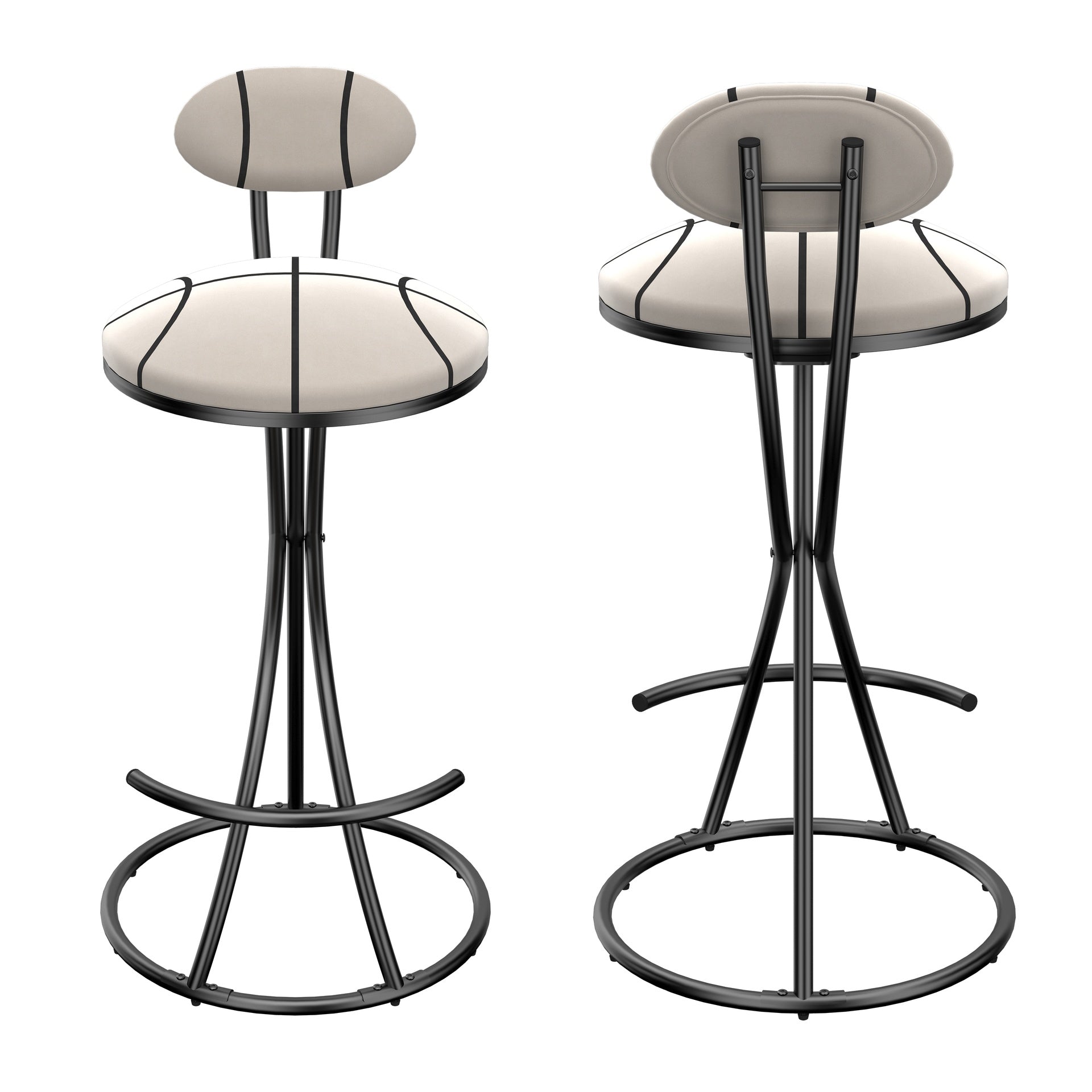 Upholstered Bar Stools Set of 2 Striped Counter Height Barstools Modern Velvet Dining Chairs for Kitchen Island, Living Room (Black & Stripe)