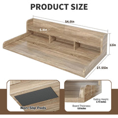 Washer Dryer Countertop with Non-slip Pads, Laundry Wood Shelf Topper with Edge, 54" Width x 27.5" Depth Double Layer Organizer for Washer and Dryer Laundry Hamper Counter Storage (Sandy Brown Color)