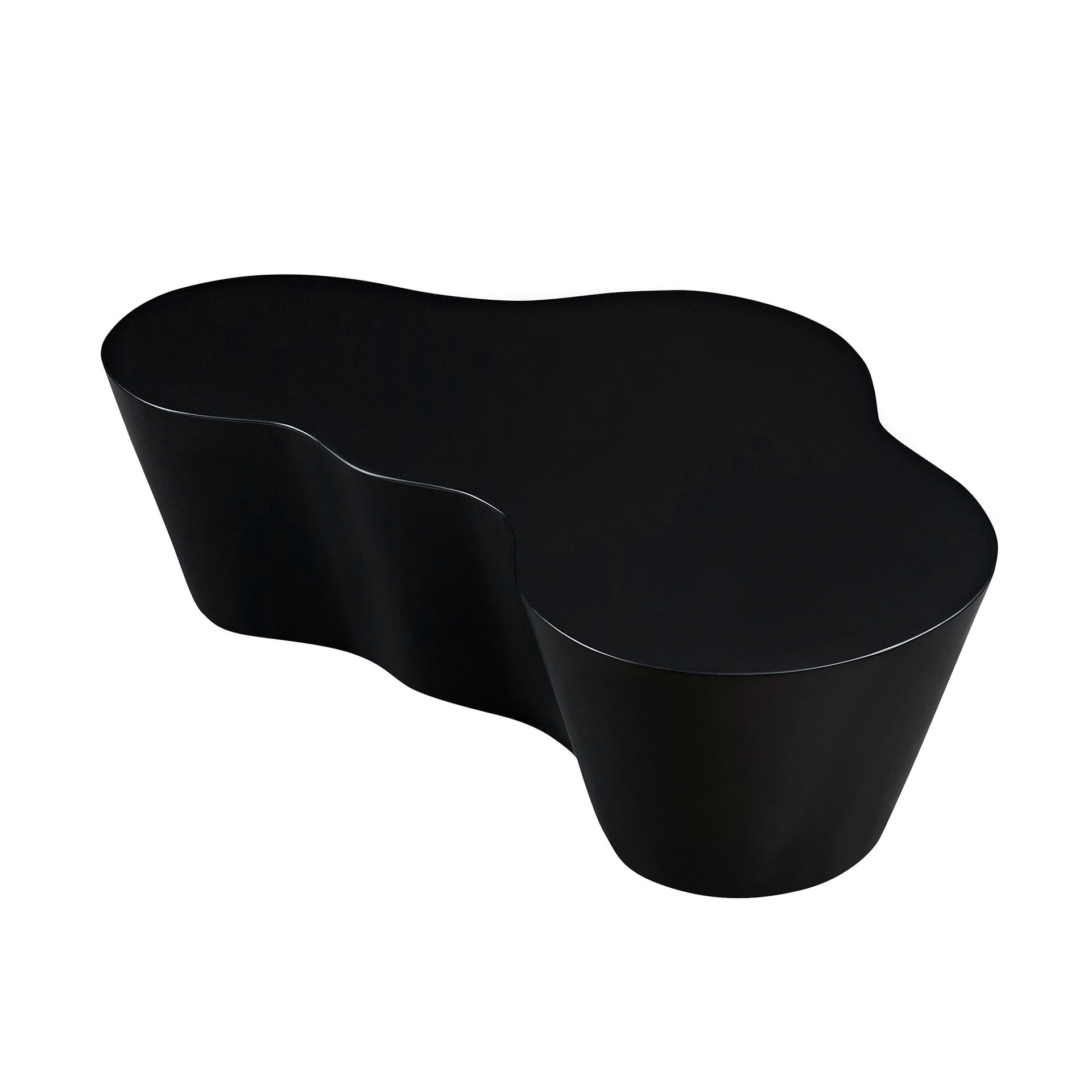 50 Inch Unique Shape Coffee Table Sturdy Fiberglass Tea Table for Living Room No Need Assembly Black