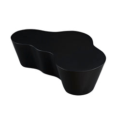 50 Inch Unique Shape Coffee Table Sturdy Fiberglass Tea Table for Living Room No Need Assembly Black