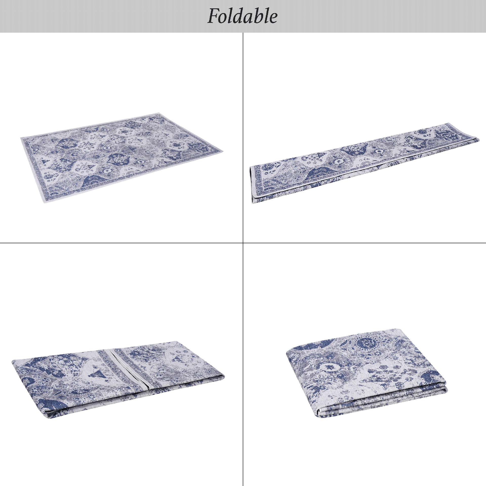 MAVAL Blue Washable Rug 8x10 Area Rug (Blue, 8' x 10')