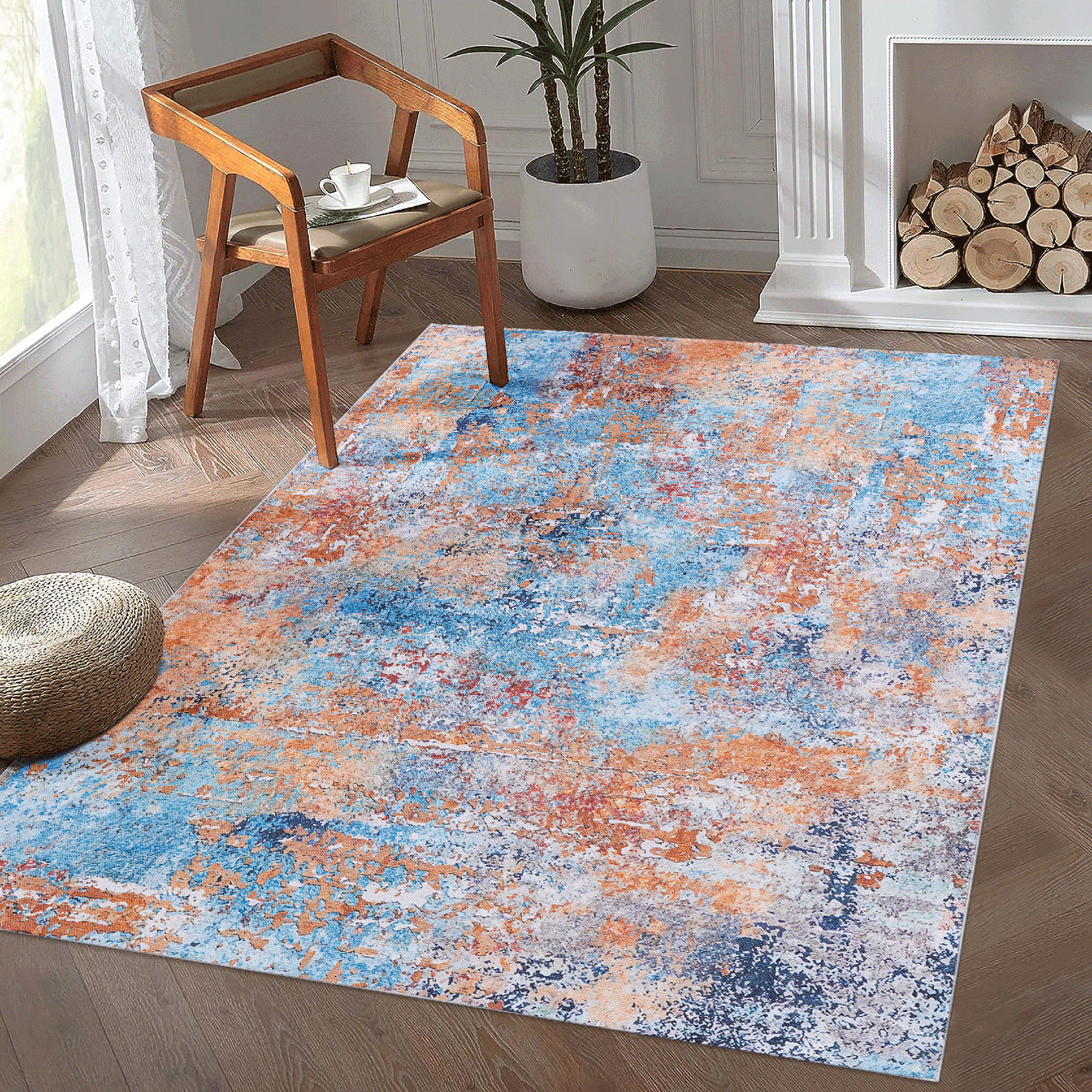 MAVAL Multi Washable Rug 8x10 Area Rug (Multi, 8' x 10')