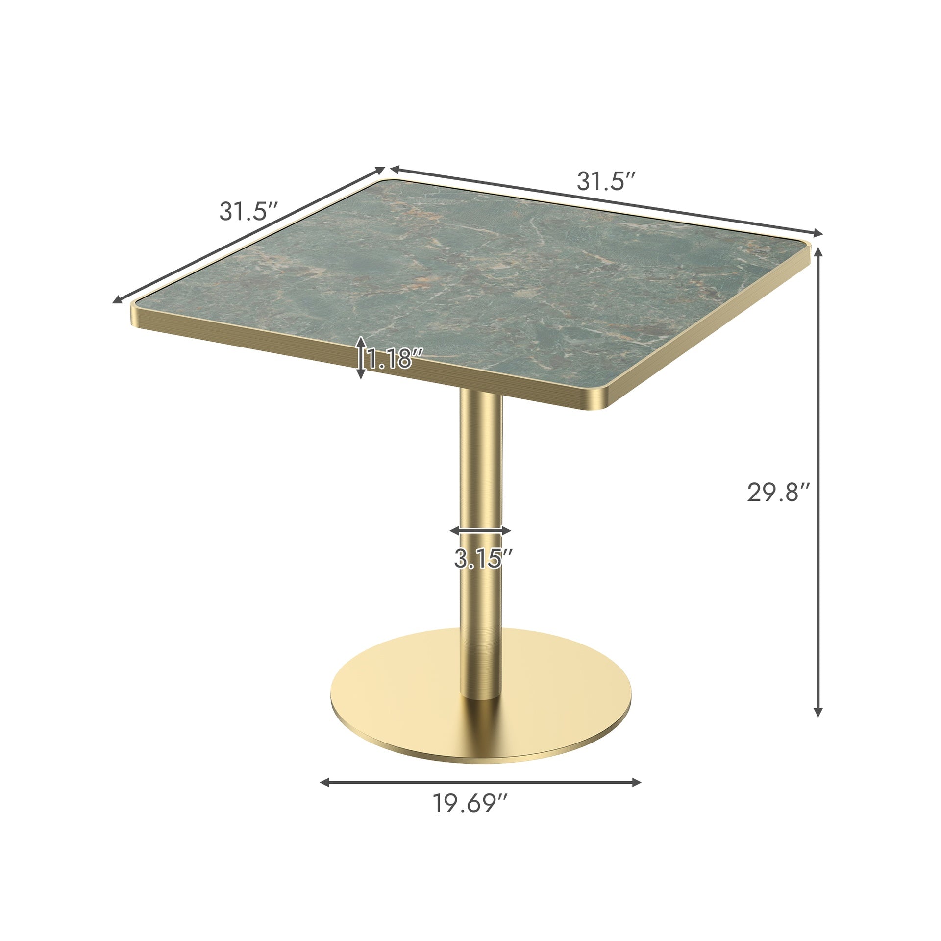 Square Modern Dinning Table 31.5 inches Bistro Table Tulip Table with Faux Marble top,Easy Assemble,Sturdy Metal Frame Diameter