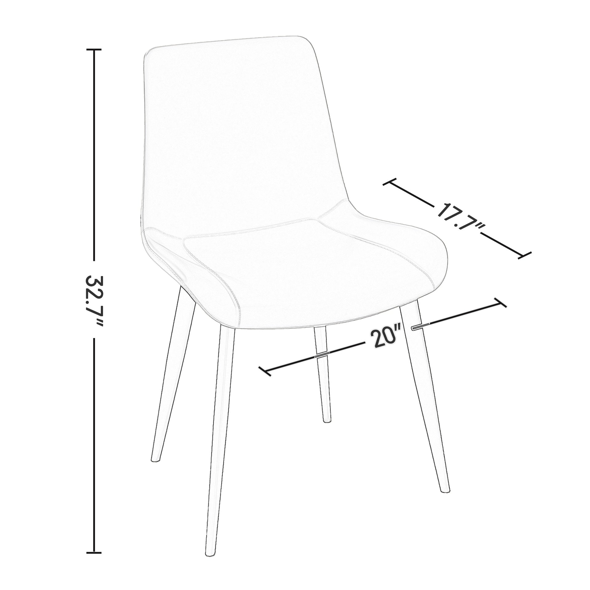 Dining Chairs 2PCS, Modern Kitchen & Dining Room Chairs, Upholstered Faux Leather Cushion Seat and Sturdy Metal Legs