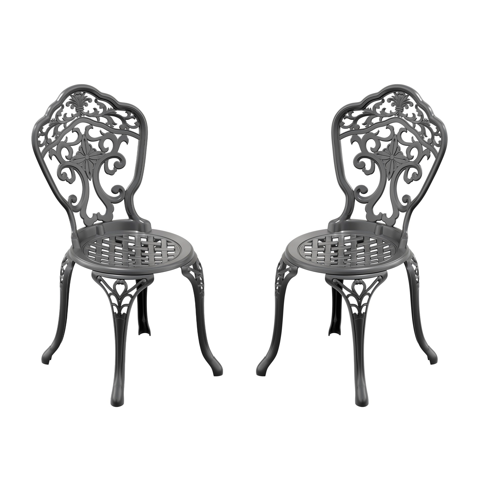 Cast Aluminum Patio Dining Chair 2PCS With Black Frame