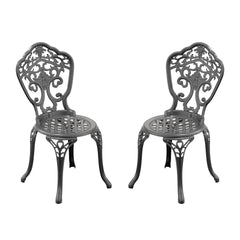 Cast Aluminum Patio Dining Chair 2PCS With Black Frame