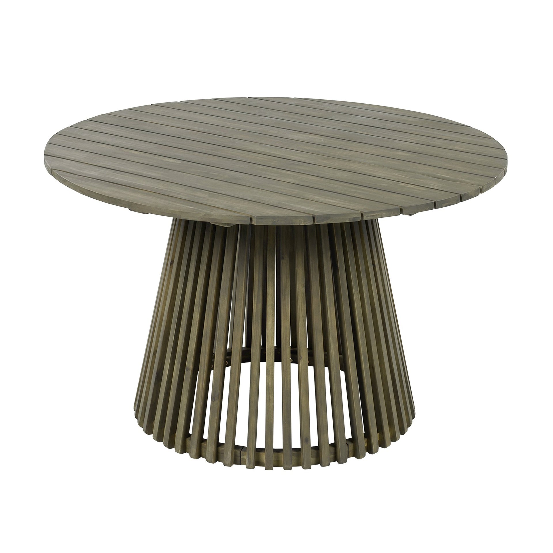 Outdoor Acacia Wood Patio Dining Table, 47.25-inch extra-large round dining table,for Backyard, Lawn, Balcony,Grey Finish
