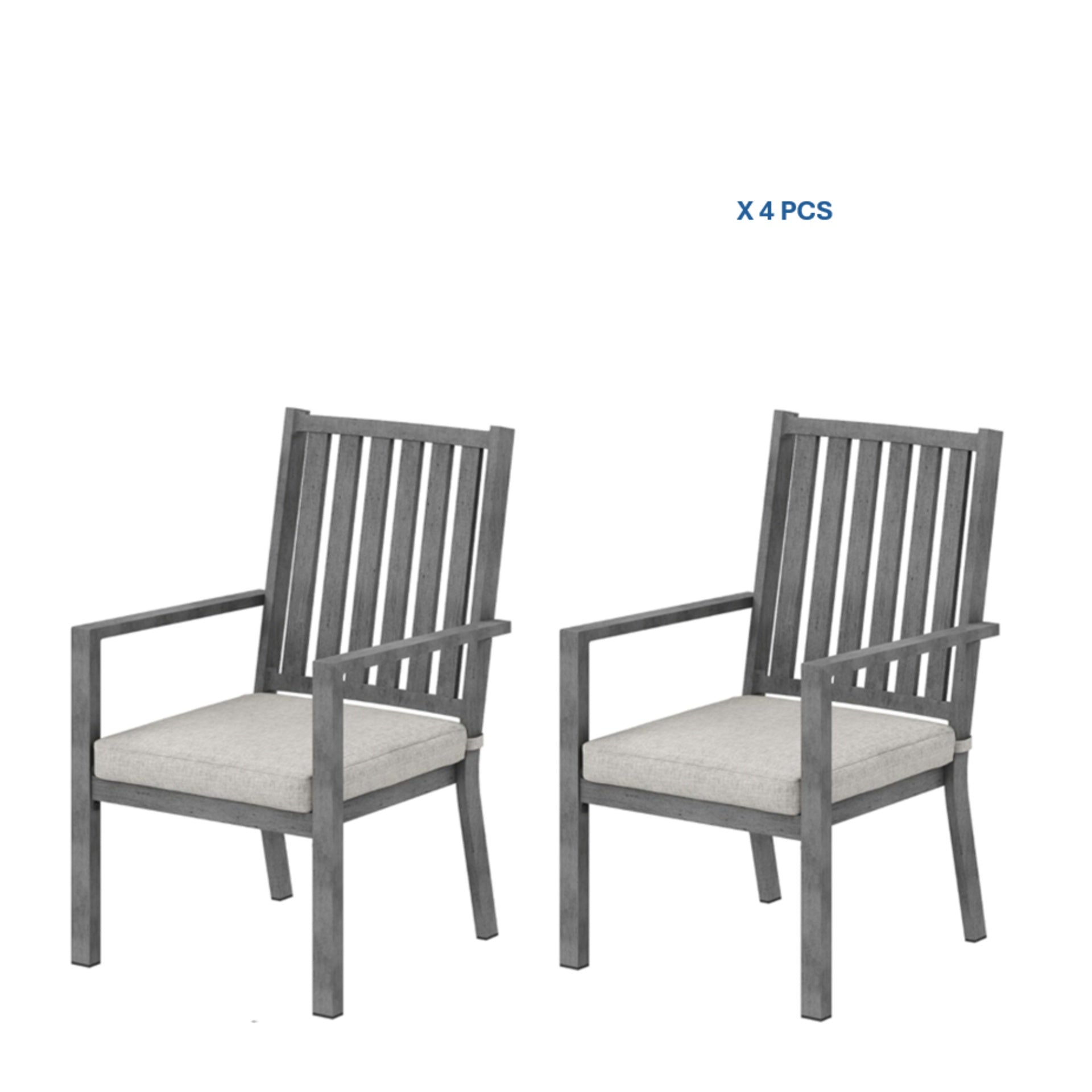 Set of 4 23" All-Weather Aluminum Patio Dining Chairs with Thick Gray Cushions and Gray Frame