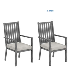 Set of 4 23" All-Weather Aluminum Patio Dining Chairs with Thick Gray Cushions and Gray Frame