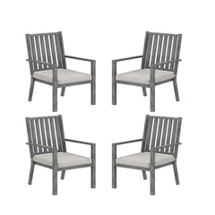 Set of 4 23" All-Weather Aluminum Patio Dining Chairs with Thick Gray Cushions and Gray Frame
