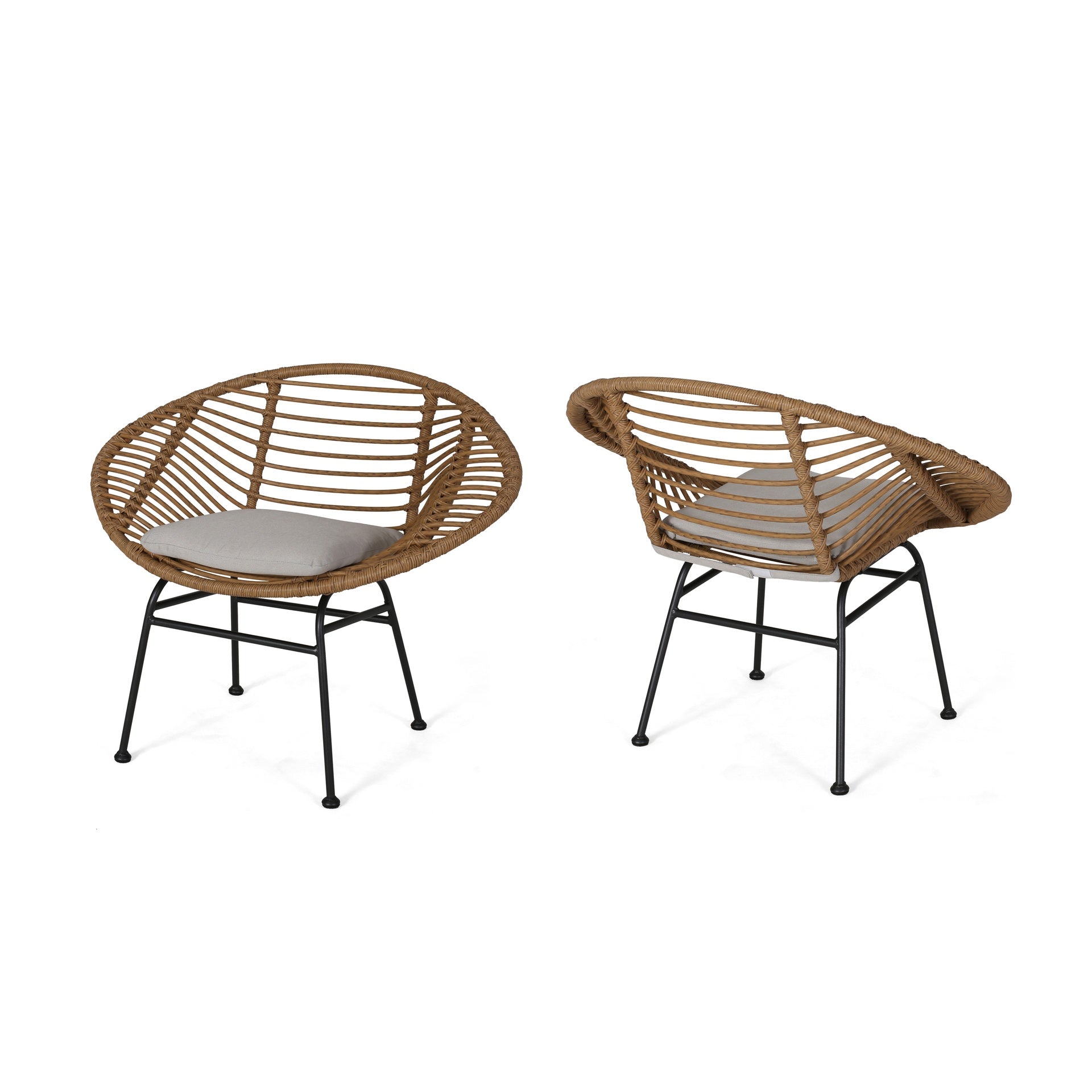 Engle Outdoor Woven Patio Chair with Cushions (Set of 2)