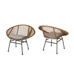 Engle Outdoor Woven Patio Chair with Cushions (Set of 2)