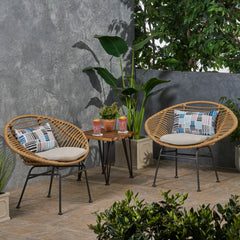 Engle Outdoor Woven Patio Chair with Cushions (Set of 2)