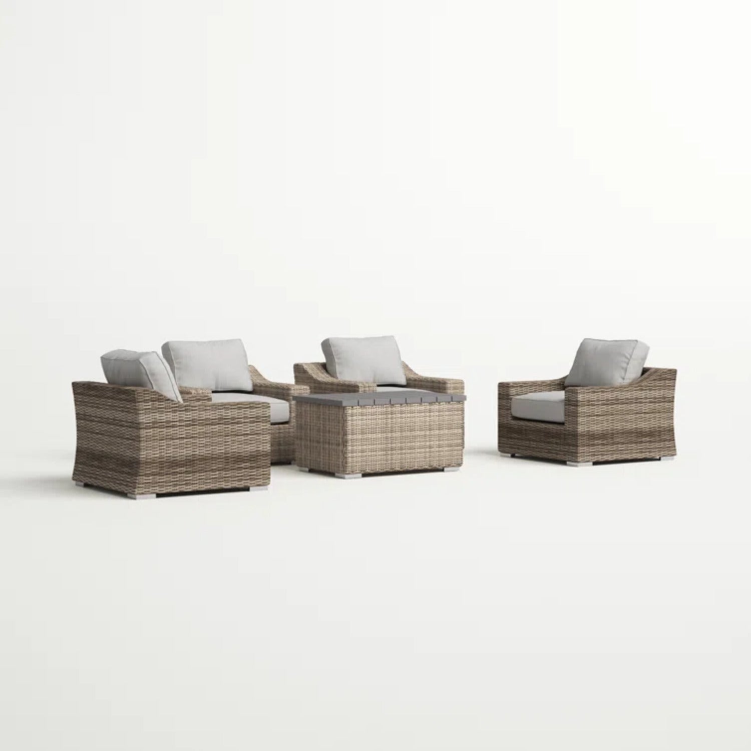 LSI 4 Piece All Weather Wicker Sectional Seating Group with Cushions – Fully Assembled