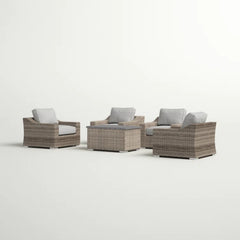 LSI 4 Piece All Weather Wicker Sectional Seating Group with Cushions – Fully Assembled