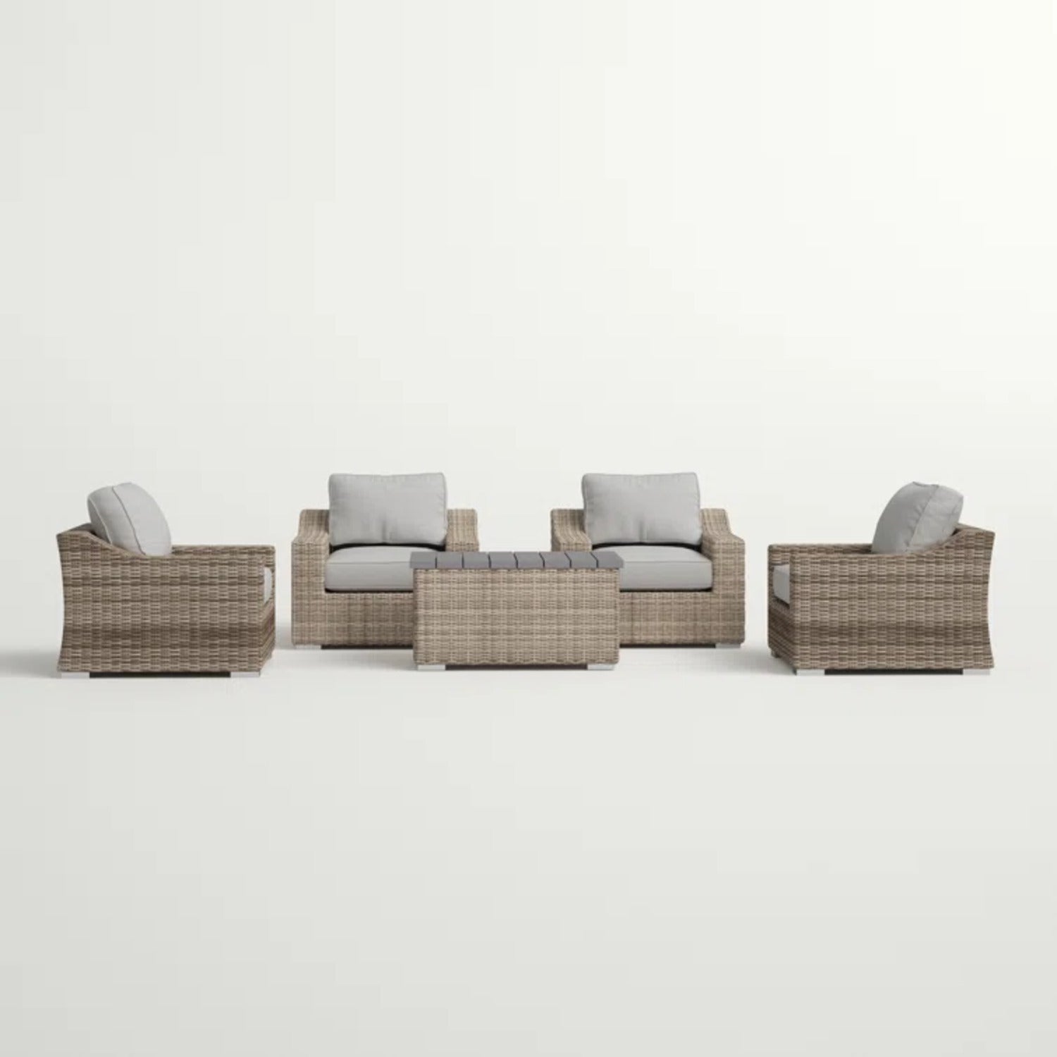 LSI 4 Piece All Weather Wicker Sectional Seating Group with Cushions – Fully Assembled