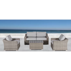 Stylish Fully Assembled 4-Person Wicker Sofa Seating Group with Plush Cushions – Perfect for Outdoor Gatherings